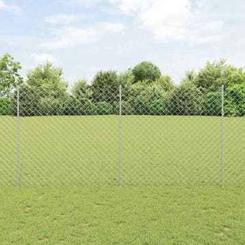 vidaXL Kettinglink hek met paal 10 x 1,5 m Gegalvaniseerd, Verzenden, Nieuw