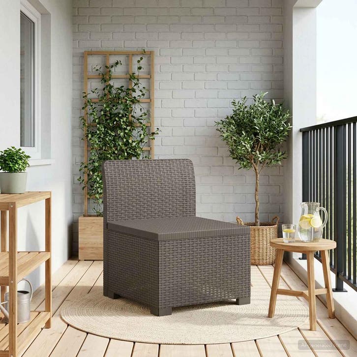 vidaXL Eén-zits Tuin Sofa Rieten Look PP Lichtgrijs, Tuin en Terras, Tuinsets en Loungesets, Nieuw, Verzenden