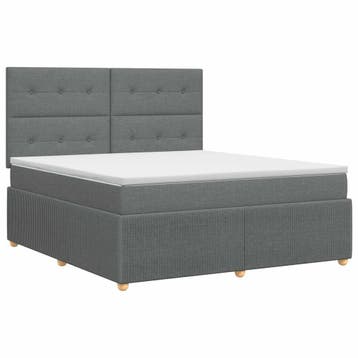 vidaXL Boxspringbed met matras Donkergrijs 140 x 190 cm Stof, Verzenden, Nieuw