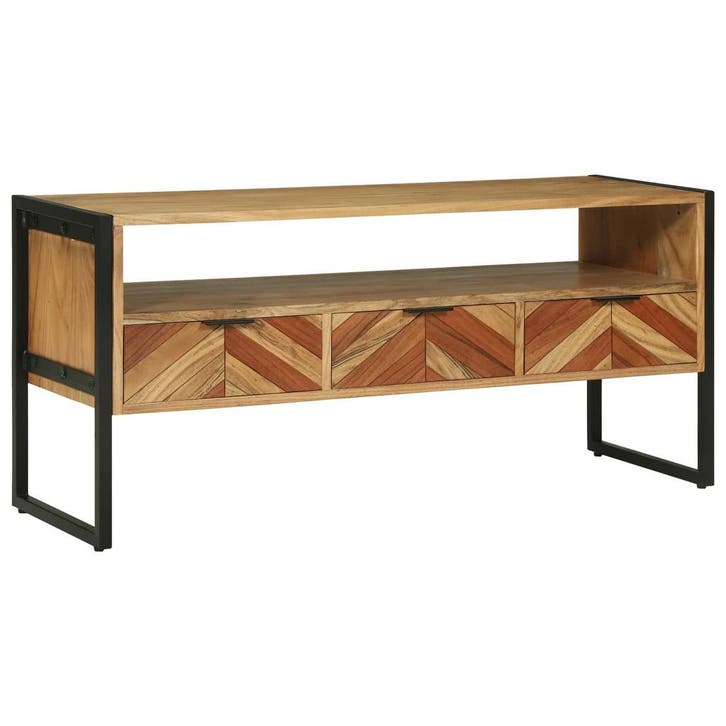 vidaXL TV Kast met lade Bruin 100 x 35 x 50 cm Massief, Maison & Meubles, Armoires | Mobilier de télévision, Envoi