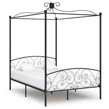 vidaXL Hemelbedframe metaal zwart 140x200 cm, Verzenden, Nieuw