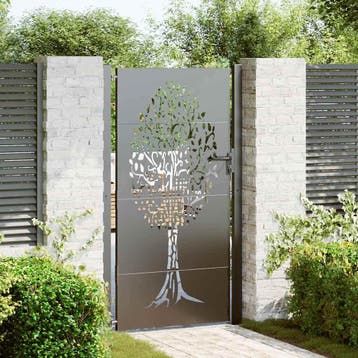 vidaXL Tuinpoort 110 x 180 cm Poedercoated staal Zwart, Verzenden
