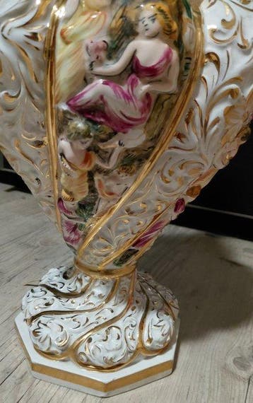 Capodimonte - Lamp - Porselein - Grote oude lamp in