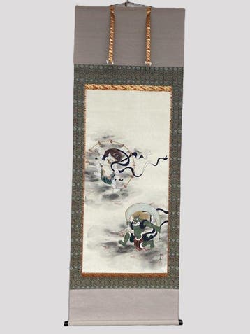 Fjin en Raijin (Wind- en Dondergoden) – Japanse hangende