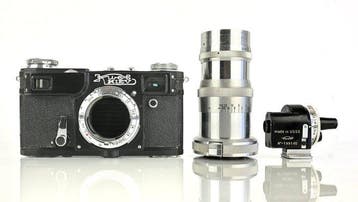 Kiev 4 + Carl Zeiss Sonnar 135mm + 5v zoeker Appareil photo, Nieuw
