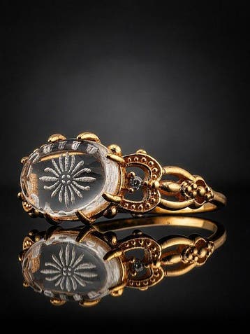 Ring van heldere kwarts 925 sterlingzilver – goudgeplateerd