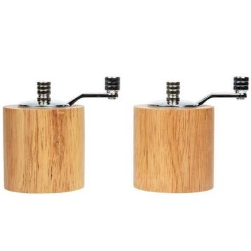 Peper-/Zoutmolenset | Hout/RVS | 2 Stuks | Ø63x80(h)mm, Verzenden
