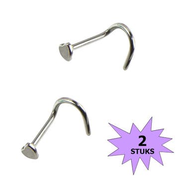 Fako Bijoux - Neuspiercing - Bocht Hart - Zilverkleurig - 2, Handtassen en Accessoires, Piercings, Verzenden, Nieuw