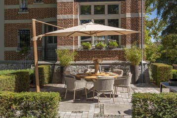 4 Seasons Outdoor Eros tuinset latte met Prado tafel teak, Nieuw