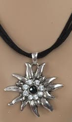 Trachten halsketting edelweiss, strass, Verzenden