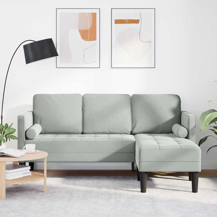 vidaXL bank / zetelstel met kussen Lichtgrijs Polyester, Maison & Meubles, Canapés | Salons, Envoi