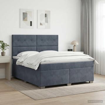 vidaXL Boxspringbed met matras Donkergrijs 140 x 190 cm, Verzenden, Nieuw