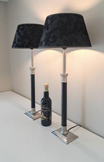 Tafellamp (2) - Fraaie set lampen - Verchroomd Metaal - 70
