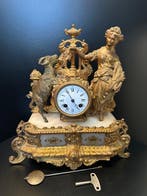Figurale pendule Napoleon III stijl Metaal, Marmer -, Antiek en Kunst, Antiek | Klokken