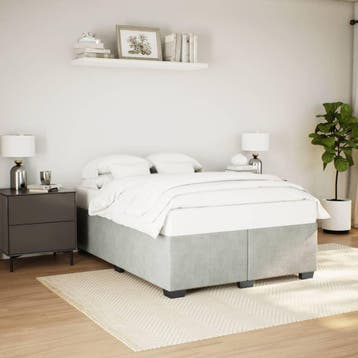 vidaXL Bedframe zonder matras 140x200 cm fluweel lichtgrijs, Huis en Inrichting, Verzenden, Nieuw