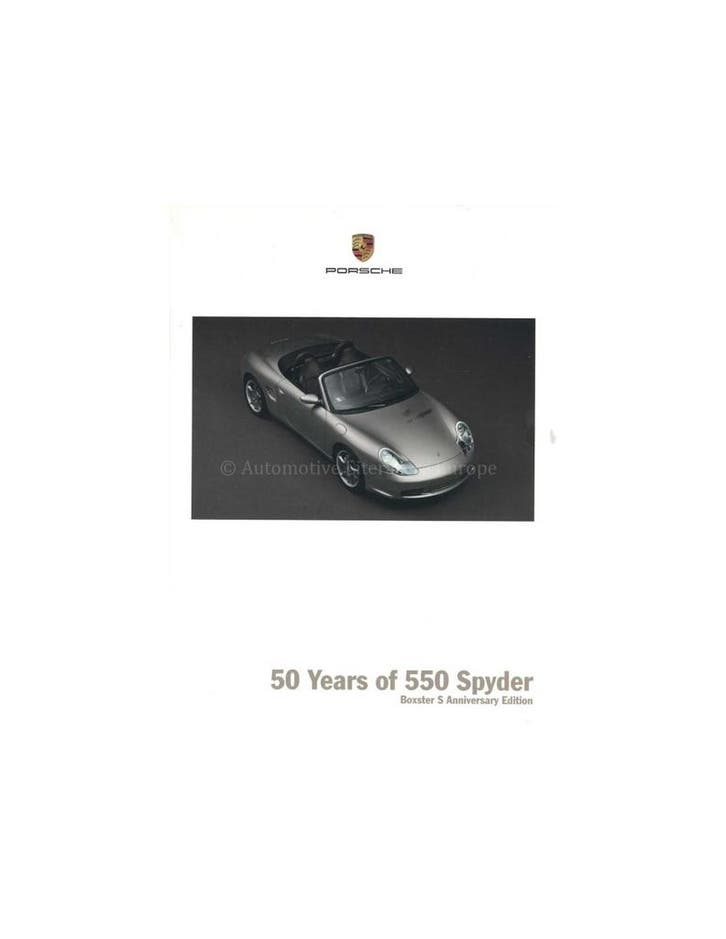2004 PORSCHE BOXSTER S 50 JAAR 550 SPYDER BROCHURE ENGELS, Boeken, Auto's | Folders en Tijdschriften