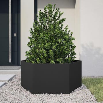 vidaXL Plantenbak zeshoek 104x90x45 cm staal zwart, Tuin en Terras, Verzenden, Nieuw
