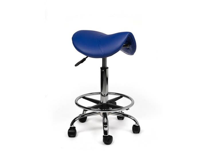 Zadelkruk Blauw - Standaard zithoogte met Voetsteun, Huis en Inrichting, Krukjes, Nieuw, In hoogte verstelbaar