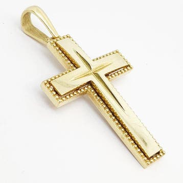 Pendentif en forme de croix - 14 carats Or jaune, Bijoux, Sacs & Beauté