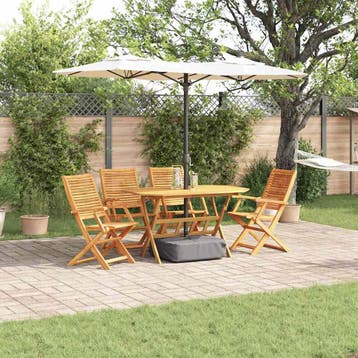 vidaXL Tuin Eettafel Set 5 st Bruin Massief Acacia Hout, Verzenden, Nieuw