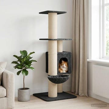 vidaXL Kattentoren met sisal krabpalen Donkergrijs 137 cm, Verzenden