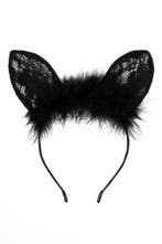 Haarband Bunny Muis Kant Zwart Dons Konijnoortjes Diadeem Ha, Kleding | Dames, Ophalen of Verzenden, Nieuw