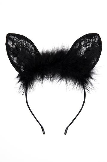 KIMU® Haarband Bunny Muis Kant Zwart Dons Konijnoortjes Diad, Kleding | Dames, Ophalen of Verzenden, Nieuw