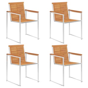 vidaXL Tuinstoelen 4 st massief acaciahout en roestvrij, Tuin en Terras, Tuinstoelen, Verzenden, Nieuw