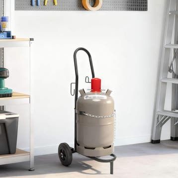 vidaXL Hand Trolley Zwart en Rood 49 x 49 x 101 cm Staal, Doe-het-zelf en Bouw, Verzenden, Nieuw
