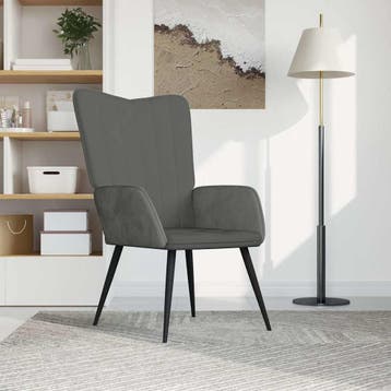 vidaXL Relaxstoel fluweel donkergrijs, Huis en Inrichting, Verzenden, Nieuw