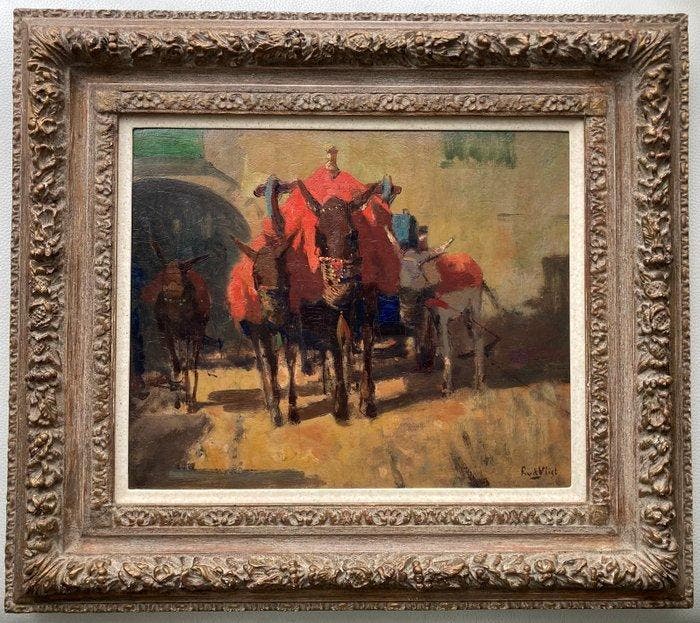 Leendert van de Vlist (1894-1962) - Ezeltjes in Italie, Antiquités & Art, Art | Peinture | Classique