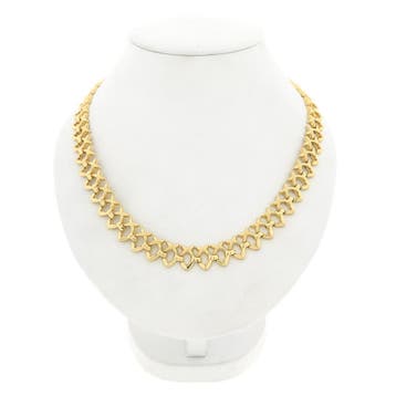 Gouden fantasie schakelcollier (Ketting), Handtassen en Accessoires, Kettingen, Ophalen of Verzenden, Gebruikt, Goud, Goud