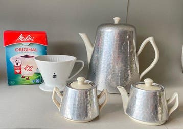 Koffie- en theeservies (5) - aardewerk, porselein, gehamerd, Antiek en Kunst