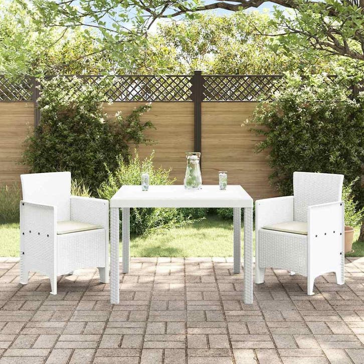 vidaXL Tuin Eettafel Set 3 pcs Wit Polypropyleen, Jardin & Terrasse, Ensembles de jardin, Envoi