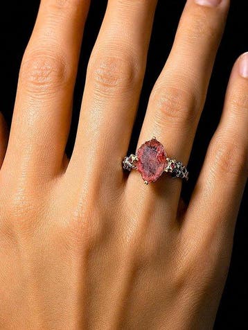 Toermalijn - Zilver, 925 - Ring - Ruwe schoonheid