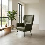 Set van 2 Leren fauteuils Flair - Toledo Olive (olijf/goen), Nieuw, Ophalen of Verzenden, 75 tot 100 cm, Leer