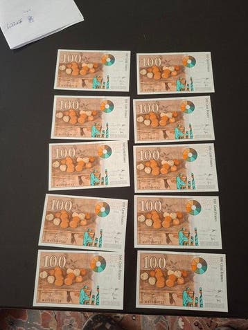 Frankrijk. - 10 x 100 Francs - 1998 - Consecutive - Fayette, Postzegels en Munten