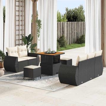 vidaXL Tuinbank Set 8 st 5-Aantal zitplaatsen Zwart en Crème, Verzenden, Nieuw