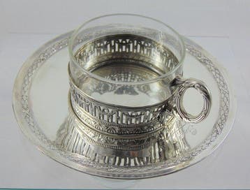 Rare Art Nouveau - Kop en schotel - Parijs 1910, Antiek en Kunst