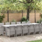 vidaXL Tuin Eettafel Set 15 pcs Lichtgrijs Polt riet, Verzenden, Nieuw