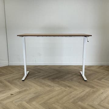 zit-sta slingerbureau 180x80 cm, Cognac - Wit, Huis en Inrichting, Bureaus, Gebruikt