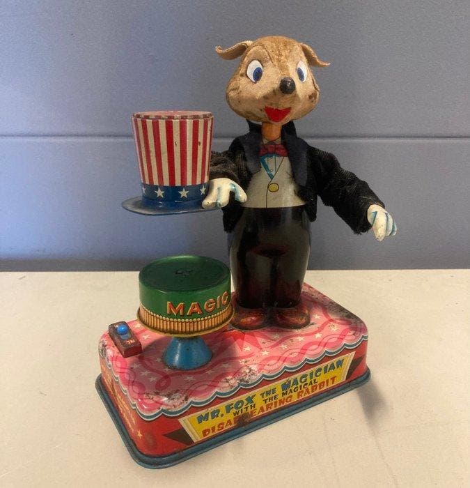 Yonezawa - Blikken speelgoedfiguur - Mr. Fox the Magician -, Antiquités & Art, Antiquités | Jouets