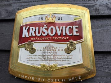 Krušovice - Krušovice reclamebord - Reclamebord - Tin,