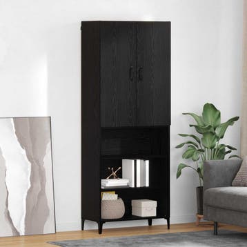 vidaXL Highboard Zwart Eiken 69,5 x 34 x 180 cm Bewerkt hout, Maison & Meubles, Armoires | Dressoirs, Verzenden