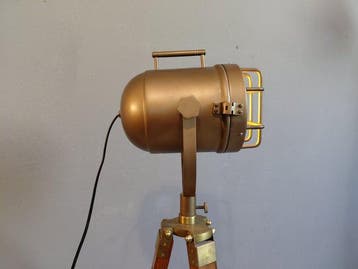 Lampadaire trépied - Bois, Laiton - Trépied - Tripode