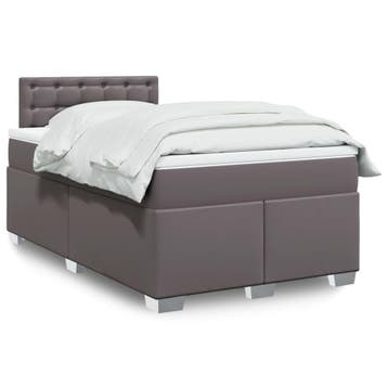 vidaXL Boxspring met matras kunstleer grijs 120x200 cm, Verzenden