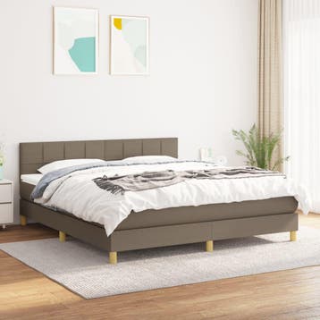 vidaXL Boxspring met matras stof taupe 160x200 cm, Verzenden