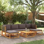 vidaXL 7-delige tuinbankset met kussens acaciahout & rotan, Tuin en Terras, Verzenden, Nieuw