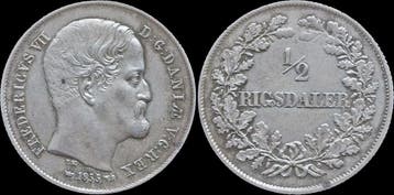 Denmark Frederik Vii 1/2 rigsdaler 1855 zilver, Timbres & Monnaies, Monnaies & Billets de banque | Accessoires, Verzenden