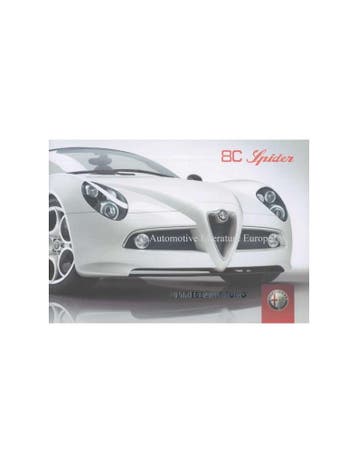 2009 ALFA ROMEO 8C SPIDER INSTRUCTIEBOEKJE DUITS